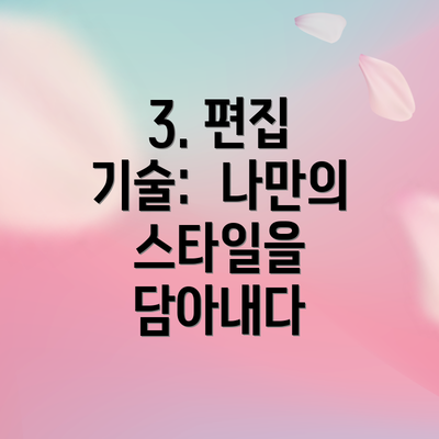 3. 편집 기술:  나만의 스타일을 담아내다