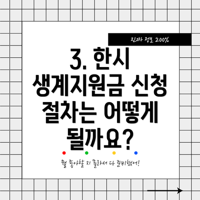 3. 한시 생계지원금 신청 절차는 어떻게 될까요?