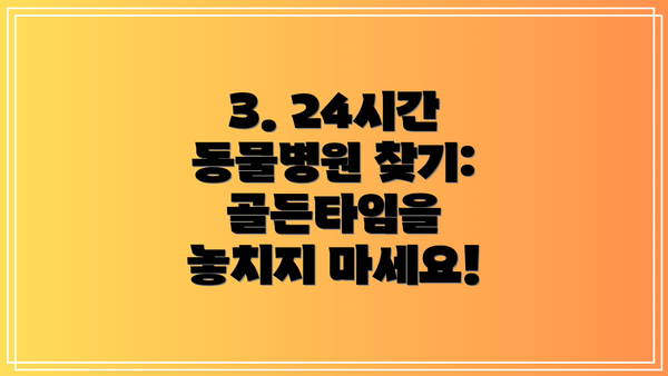 3. 24시간 동물병원 찾기: 골든타임을 놓치지 마세요!