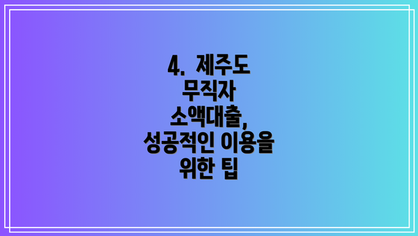 4.  제주도 무직자 소액대출, 성공적인 이용을 위한 팁