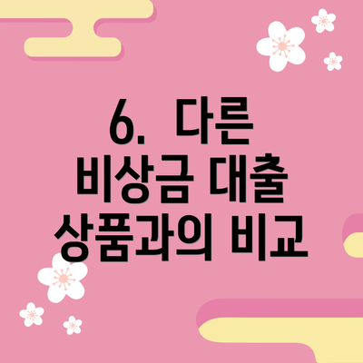 6.  다른 비상금 대출 상품과의 비교