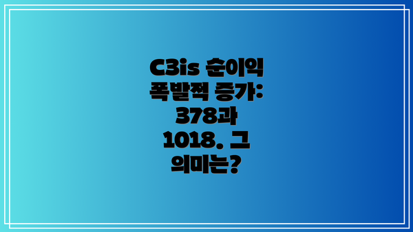 C3is 순이익 폭발적 증가: 378과 1018. 그 의미는?